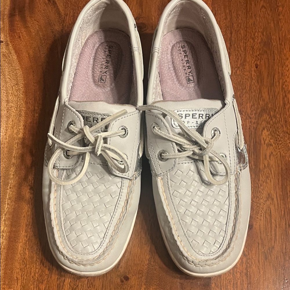 Sperry Grey/silver Woven Boat Shoes